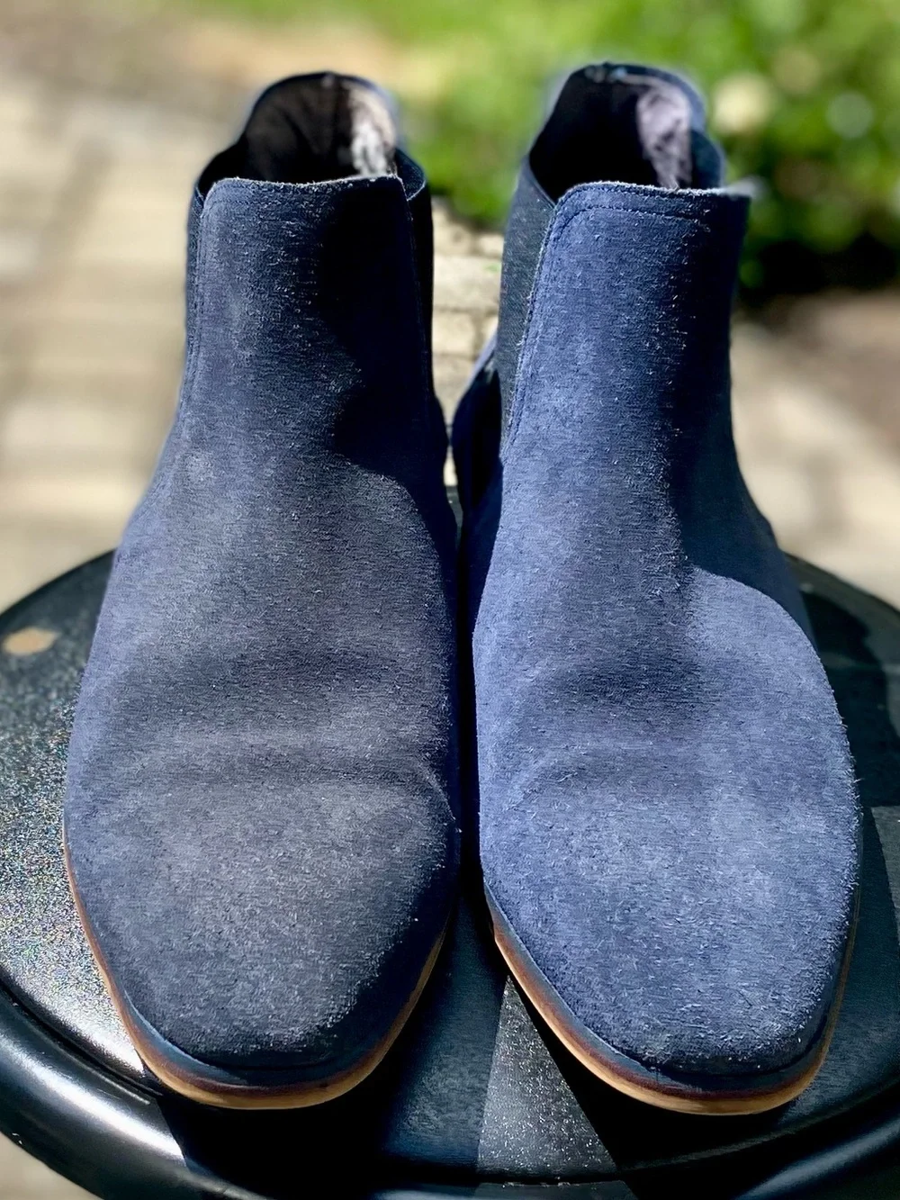 Blue Manfield Suede Chelsea Boots